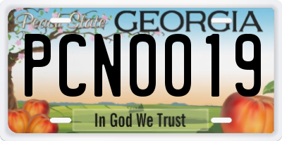GA license plate PCN0019