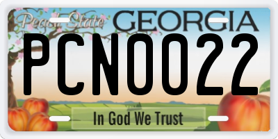 GA license plate PCN0022