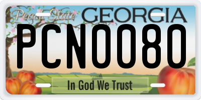 GA license plate PCN0080