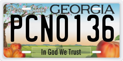 GA license plate PCN0136