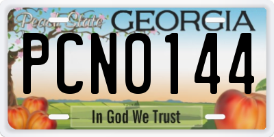 GA license plate PCN0144