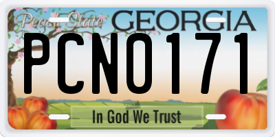 GA license plate PCN0171