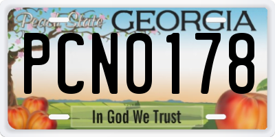 GA license plate PCN0178