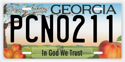 GA license plate PCN0211