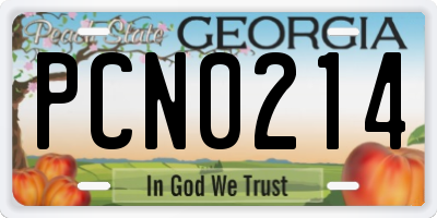 GA license plate PCN0214