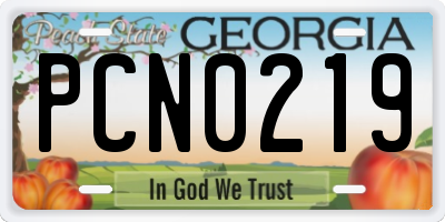 GA license plate PCN0219