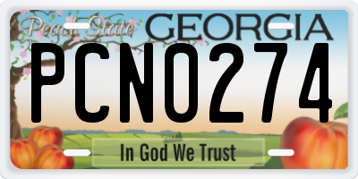 GA license plate PCN0274