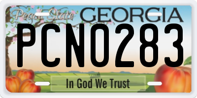 GA license plate PCN0283