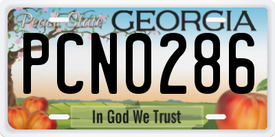 GA license plate PCN0286
