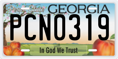 GA license plate PCN0319