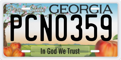 GA license plate PCN0359