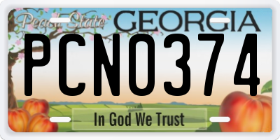 GA license plate PCN0374