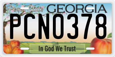 GA license plate PCN0378
