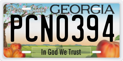GA license plate PCN0394