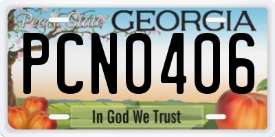 GA license plate PCN0406