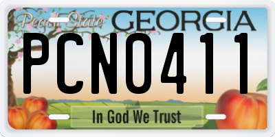 GA license plate PCN0411