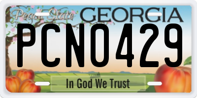 GA license plate PCN0429