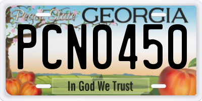 GA license plate PCN0450