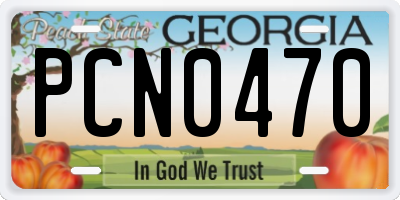 GA license plate PCN0470