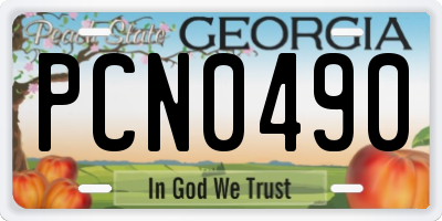 GA license plate PCN0490