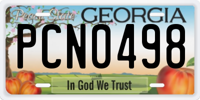 GA license plate PCN0498