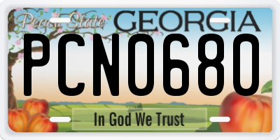 GA license plate PCN0680