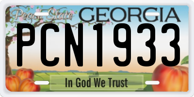 GA license plate PCN1933