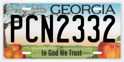 GA license plate PCN2332