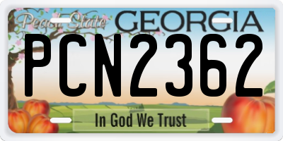 GA license plate PCN2362