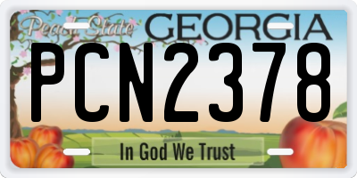 GA license plate PCN2378