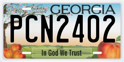 GA license plate PCN2402