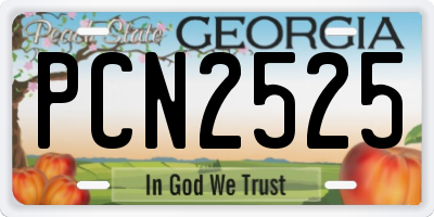 GA license plate PCN2525