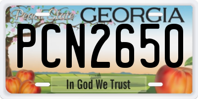 GA license plate PCN2650