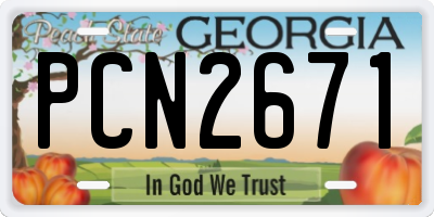 GA license plate PCN2671