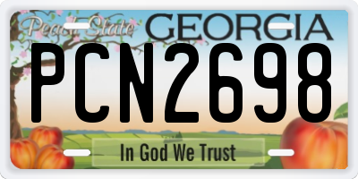 GA license plate PCN2698