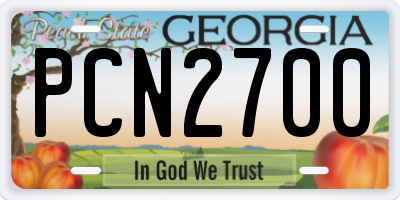 GA license plate PCN2700
