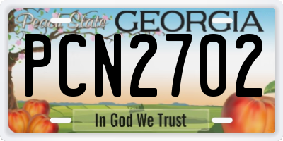GA license plate PCN2702