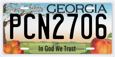 GA license plate PCN2706