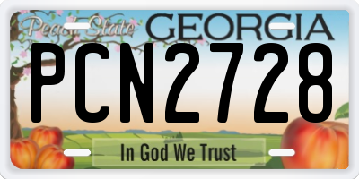 GA license plate PCN2728