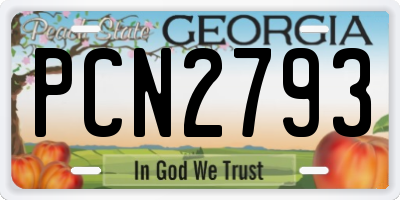 GA license plate PCN2793