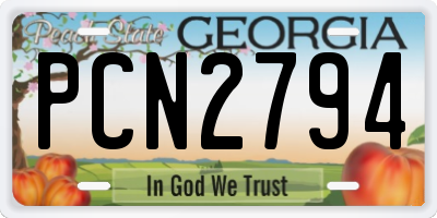 GA license plate PCN2794