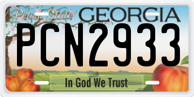 GA license plate PCN2933