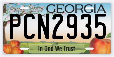 GA license plate PCN2935