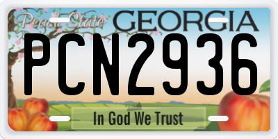 GA license plate PCN2936
