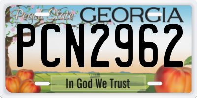 GA license plate PCN2962