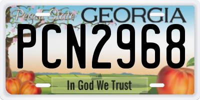 GA license plate PCN2968