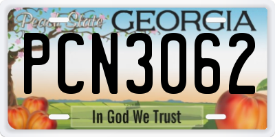 GA license plate PCN3062