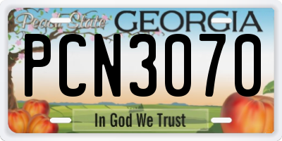 GA license plate PCN3070
