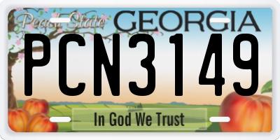 GA license plate PCN3149