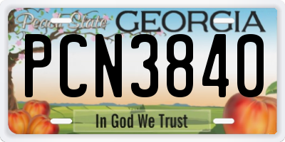 GA license plate PCN3840